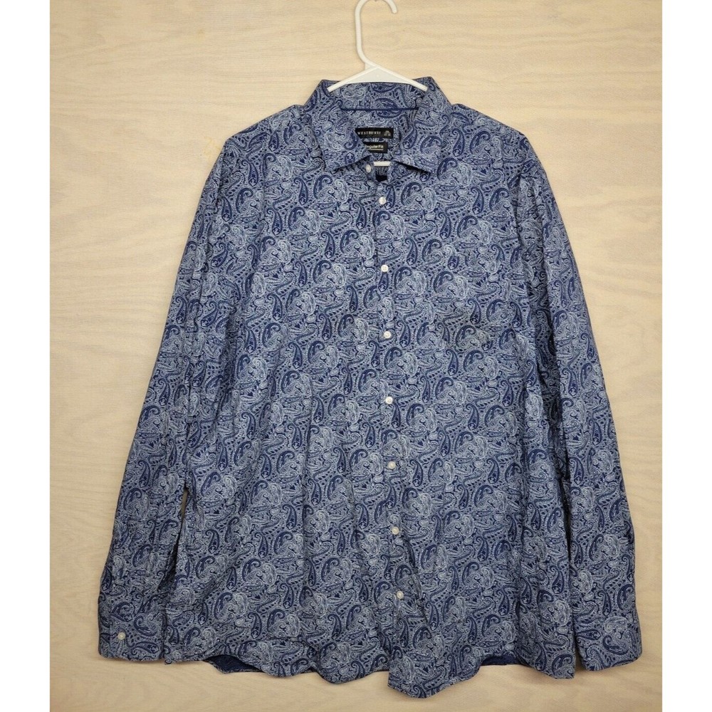 WESTBURY Men's SZ XXL Button Up Shirt Long Sleeve Paisley Pocket
